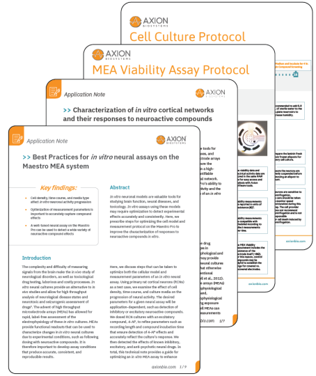 Neurotoxicity assay resources from Axion BioSystems for MEA-based seizure liability screening and CNS safety research