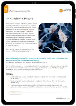 Publication highlights on Alzheimer’s disease research using Axion BioSystems Maestro MEA platforms