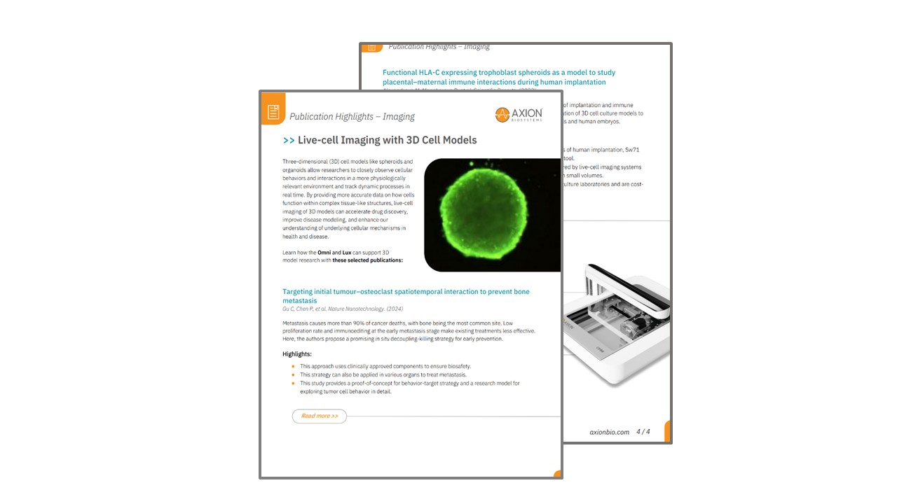 Publication highlights on live-cell imaging with 3D cell models for organoid research and drug discovery applications