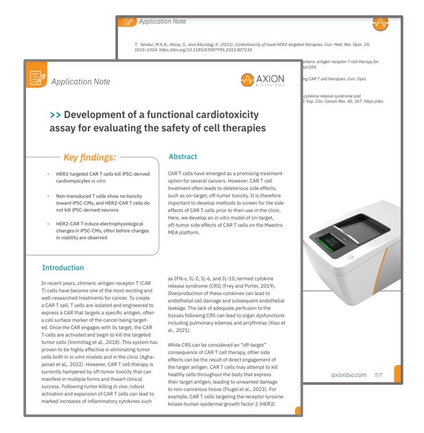 Application note on evaluating HER2 CAR T cell cardiotoxicity using iPSC-derived cardiomyocytes and live-cell analysis assays