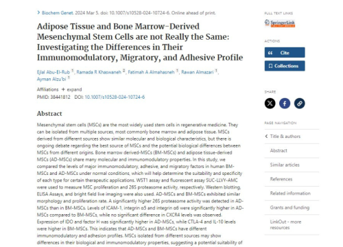 Biochemical genetics publication, 5 Mar 2024